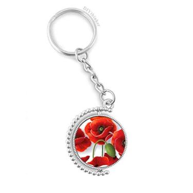 Imagem de Anel giratório de flores vermelhas para pintura de pétalas de milho frutas para chaveiro, acessórios de disco, clipe de corrente