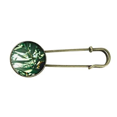 Imagem de Broche de metal retrô com clipe para foto da natureza da folha verde