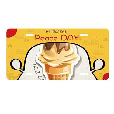Imagem de DIYthinker Placa de licença com chocolate morango doce sorvete cone decoração de carro dia da paz