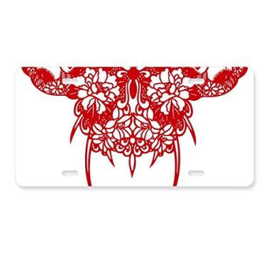 Imagem de DIYthinker Borboleta de pipa chinesa em placa vermelha para decoração de carro, acessório de aço inoxidável