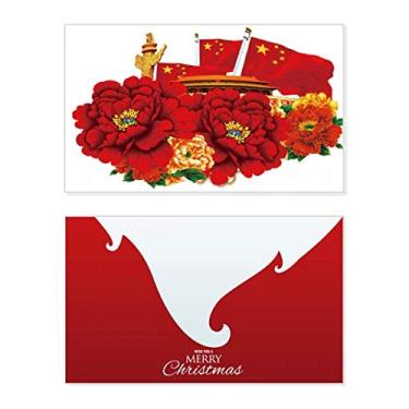 Imagem de Tiananmen Cinco Estrelas Bandeira Vermelha China Feriado Feliz Natal Cartão de Parabéns Mensagem de Natal