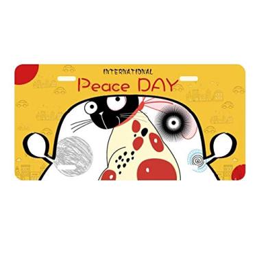 Imagem de DIYthinker Animal Pet Lover Placa de licença de gato fofa Decoração de carro Dia da Paz