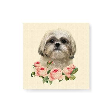 Imagem de Arte Maníacos Quadro Decorativo em Tela Canvas Shih-tzu Flores - 30x30cm