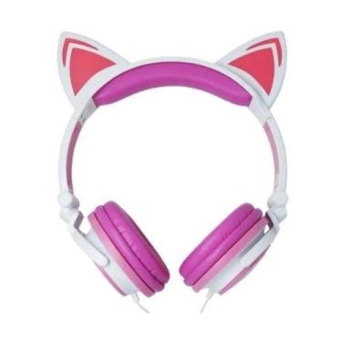 Headphone Headset Gatinho Orelha De Gato Com Led Fone De Ouvido Lt30 (Lilas)