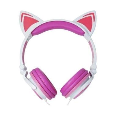 Headphone Headset Gatinho Orelha De Gato Com Led Fone De Ouvido Lt30 (Azul)