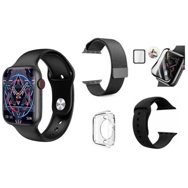 Imagem de Relógio Smartwatch W28 Pro Série 8 Kit Pulseira Case Pelicula Nfc Siri Bluetooth Android Ios-Unissex