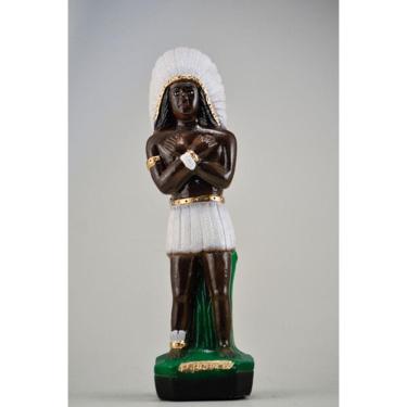 Imagem de Imagem Caboclo Pena Branca Pe Escultura Gesso Estatua 20 cm