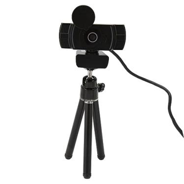 Imagem de Dpofirs Webcam 1080p, câmera web com tampa rotativa à prova de espiada 360, foco inteligente AF, microfone, câmera de computador USB para chamadas e laptop de conferência