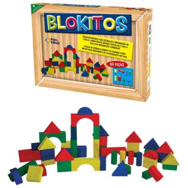 Imagem de Brinquedo Blocos De Montar Encaixar Construir Blokitos 60Pçs - Pais E