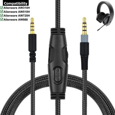 Imagem de Substituição Nylon Trançado Aux Cable  Gaming Headsets  Game Headphones  Cabo de extensão para Dell