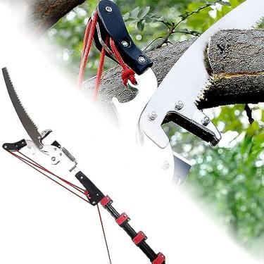 Imagem de Serra manual extensível, podador de poste de árvore, serra telescópica extensível, para aparar galhos e folhas (tamanho: 24 pés)