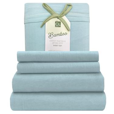 Imagem de Comfort Lab Lençóis de jérsei para dormitório Twin XL, rayon derivado de lençóis de malha de jérsei de bambu, conjunto de 3 peças, resfriamento, respirável, material da camiseta - inclui lençóis de