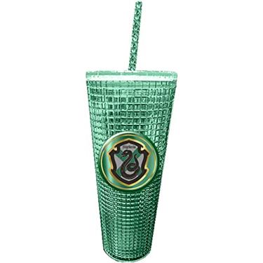 Imagem de Spoontiques - Copo de diamante Sonserina com canudo - Copo de acrílico de 590 ml com tampa