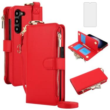 Imagem de Asuwish Capa de telefone para Samsung Galaxy A14/M14 5G Carteira com zíper com protetor de tela de vidro temperado, alça transversal, porta-cartão, bloqueio RFID, capa flip A 14 4G 14 A 14 M G5