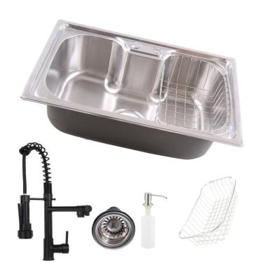 Imagem de Kit Cuba Cozinha Gourmet Aço Inox E Torneira Gourmet Black