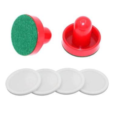 Imagem de YIJU Alças de gol empurradores 2pcs empurradores de air hockey e 4pcs discos de air hockey pás de air hockey, Taco Vermelho