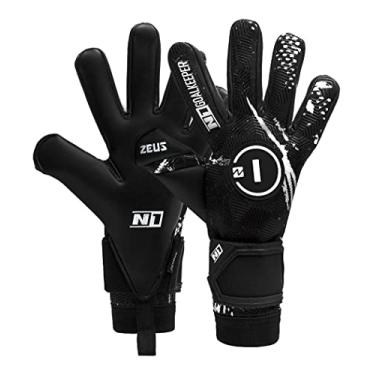 Imagem de N1 Goalkeeper gloves Zeus UGT+ Luvas de Goleiro Adulto para Futebol Profissional Ultraleves e Ajustáveis. De Latex Alemão com Fecho de Fita Dupla. Agarre Extremo e Antiderrapante. Preto. 10