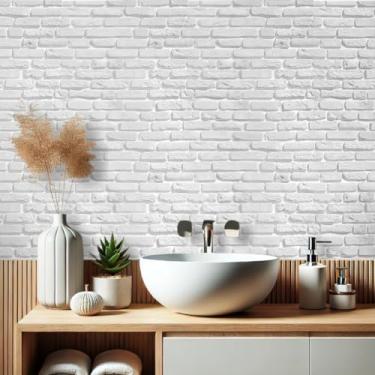 Imagem de Papel de Parede Adesivo Lavável Envelopamento Antimanchas 5 metros (Tijolo Branco Demolição)