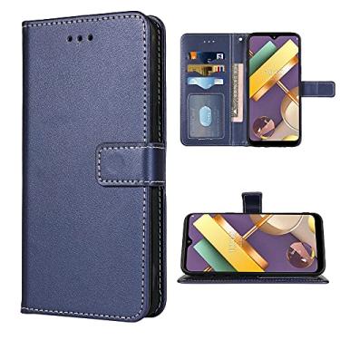 Imagem de Capa para LG K22, capa para LG K32/LG K22+ Plus, carteira flip de couro PU fivela magnética fina capa traseira com compartimento para cartão integrado e suporte para LG K32/LG K22/LG K22 Plus (azul)