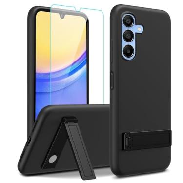 Imagem de Nijiadi Capa para celular Samsung Galaxy A16 5G 2024 com protetor de tela de vidro, [3 formas de suporte] Capa protetora de silicone TPU Slim Fit para Samsung Galaxy A16 5G - preta
