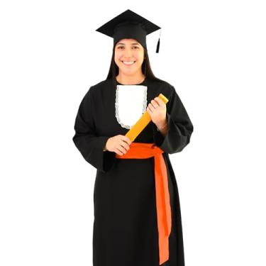 Imagem de Conjunto de Formatura Completo, Beca, Capelo, Jabô, Faixa e Canudo (Laranja, Infantil 01)