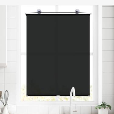 Imagem de Cortinas de janela de rolo com ventosa, persianas de rolo blackout, persianas de sol multifuncionais para portas e janelas, persianas temporárias para janelas e portas, muitos tamanhos (1 peça) (Cor: