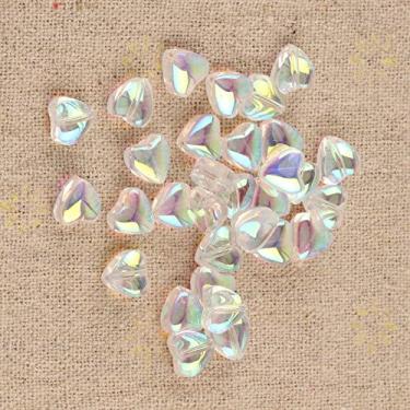 Imagem de 60 peças de 8 mm pequeno formato de coração cristal lampwork contas soltas lote para fazer joias DIY achados (15-Clear AB 2#)