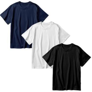 Imagem de Kit 3 Camisetas Oversized Masculina Algodão Premium Lisa Moda Streetwear-Masculino