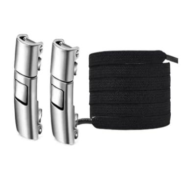 Imagem de Press Lock Shoelaces Without Ties Elastic Laces Sneaker 8MM Widened Flat No Tie Shoe Laces Kids Adult Shoelace For Shoes(Black)