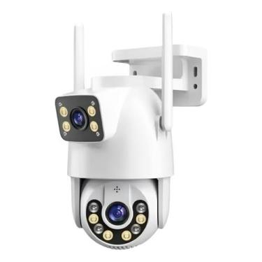 Imagem de Câmera de Vigilância Externa Wifi com Duas Lentes  Detecção de Movimen