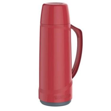 Imagem de Garrafa Térmica Cristal 1 Litro Vermelha Quente E Frio - Soprano, 1L, 