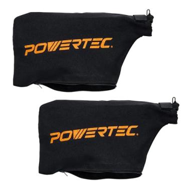 Imagem de POWERTEC Bolsa coletora de poeira para serra de esquadria para 18 cm, 21 cm, serve para portas de poeira nominais de 3,8 cm, expande para saco de poeira de 3,5 cm, gancho e laço com zíper, acessórios