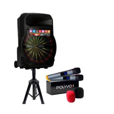 Imagem de Caixa de Som Bluetooth XC-715T 700W + 2 Mic sem Fio + Tripé - Polyvox