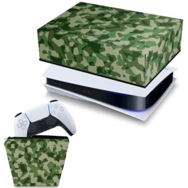 Imagem de Capa Compatível PS5 Horizontal e Case Controle - Camuflado Verde - Pop
