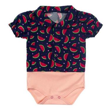 Imagem de Body camisa curto melancia marinho para bebê menina - Era Uma Vez, 6-9
