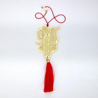 Imagem de Enfeite para pendurar carro retrovisor retrovisor de Shreenathji/Enfeite perfeito para carro Pingente/Amuleto - Acessórios para decoração de carro em latão para Bênçãos Divinos e Segurança/Proteção