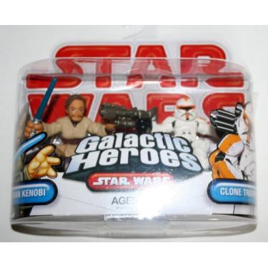 Imagem de Galactic Heroes: Obi-Wan Kenobi & Orange Clone Trooper (2009 Red Logo)