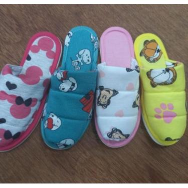 Imagem de Chinelo Pantufa de Malha Feminino Solado Antiderrapente Estampas Varia