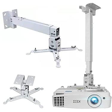 Imagem de Coret Suporte de teto suspenso para projetor, suporte de prateleira universal para parede, suporte de poste de altura ajustável para Epson Optoma Benq, comporta até 15 kg (branco)