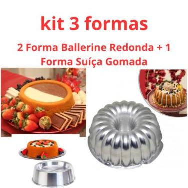 Imagem de Kit 2 Forma Ballerine Redonda Tamanho 20 e 1 Forma Gomada Suíça Para B