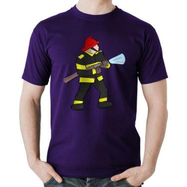 Imagem de Camiseta Algodão Bombeiro - Foca na Moda, Roxo, G