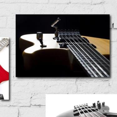 Imagem de Placa Decorativa MDF Música Guitarra Fundo Preto 30x40cm - Quartinhos
