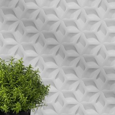 Imagem de Papel de Parede 3D Bumerangue Hexágono Geométrico Decorativo Autocolan