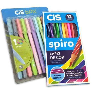Imagem de Canetas BPX CiS 10 Cores + Lápis de Cor Spiro CiS 12 Cores