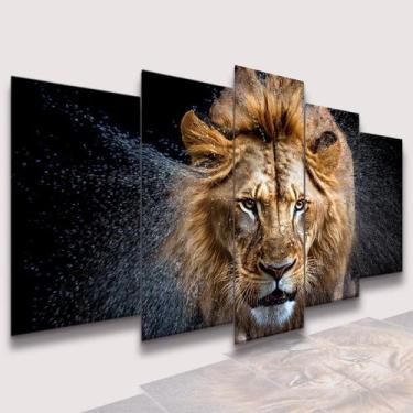 Imagem de lConjunto Quadro Decorativo Mosaico Com Foto Personalizado  Leão     P