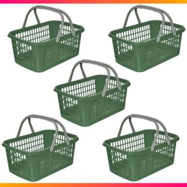 Imagem de 5 Cesta Cestinha Plástica Supermercado Mercado Reforçado 9 L - Usual U