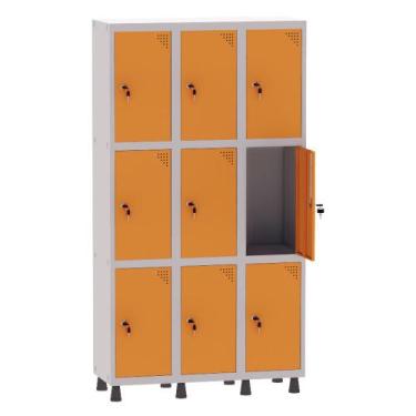 Imagem de Armário Guarda Volume Locker Roupeiro 3 Vãos 9 Portas Aço GRF503/9 Cin