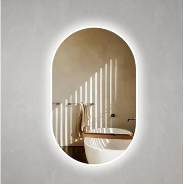 Imagem de Espelho Lapidado Oval Iluminado com led frio - 50x80cm - Woodglass