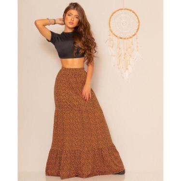 Imagem de Saia Longa Babado Camadas Animal Print - innvistamoda, P, Estampa 6