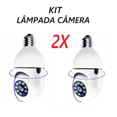 Imagem de Kit 2x Câmera Lâmpada De Segurança Inteligente Wifi Giro 360 - EMB-UTI